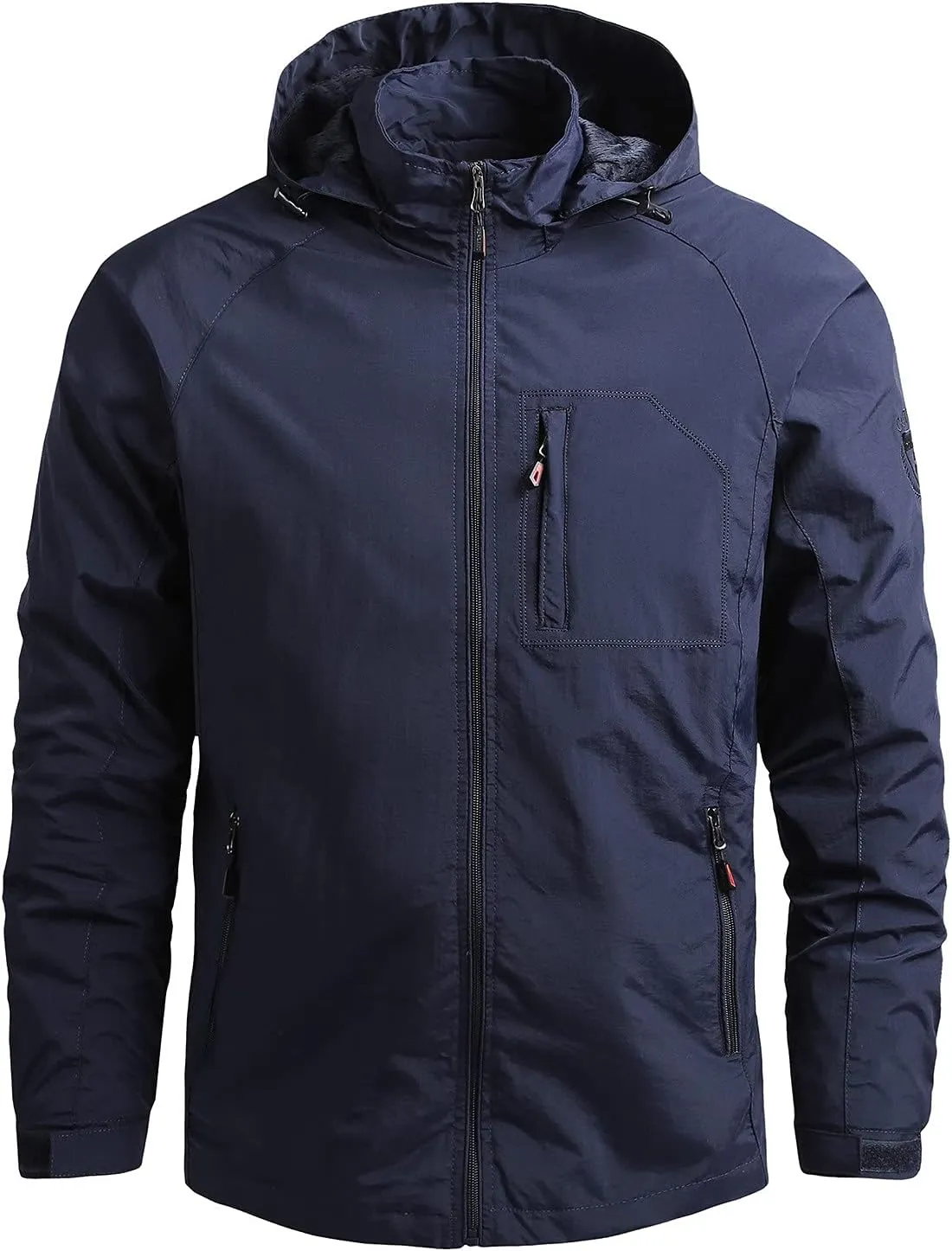 Mens Rain Suit Comfy Lightweight Active Water Resistant Hooded Rain Jacket Outdoor Breathable Rain Gear for Leisure