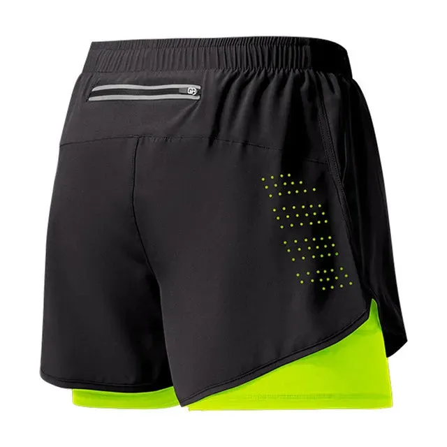 Men's Running Black Double Layer Shorts
