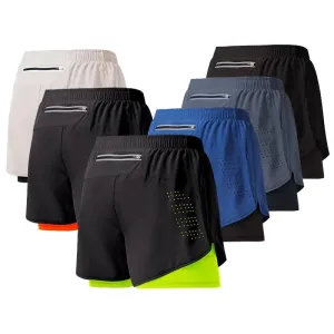 Men's Running Black Double Layer Shorts