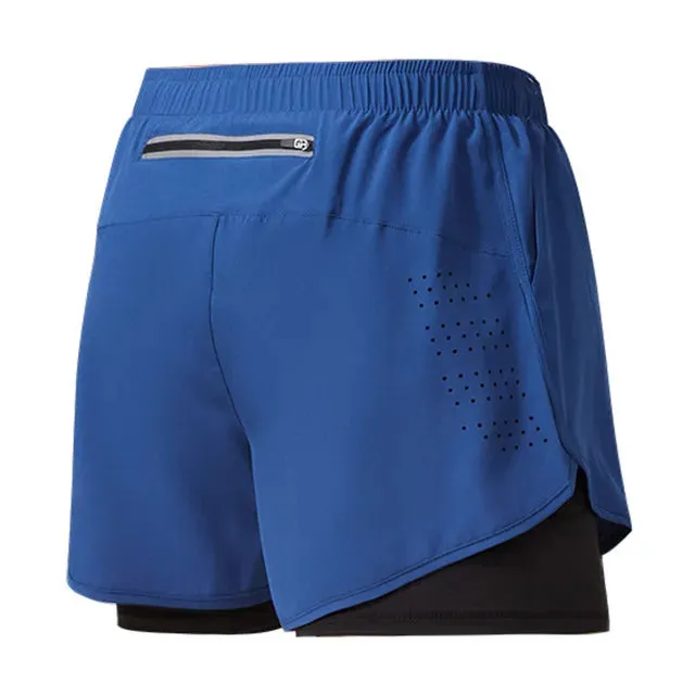 Men's Running Black Double Layer Shorts