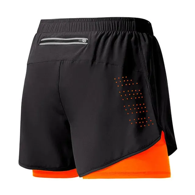 Men's Running Black Double Layer Shorts