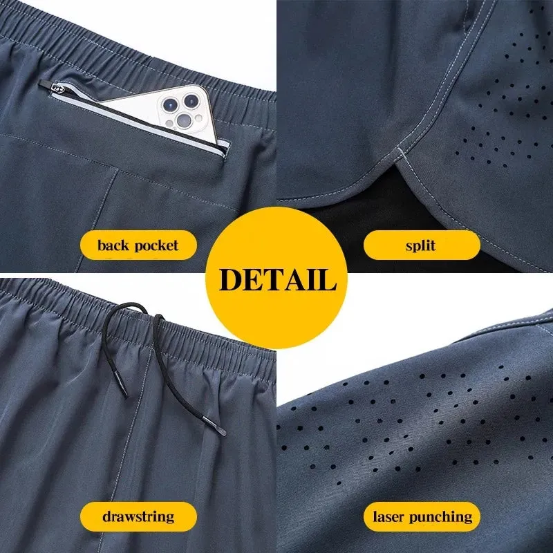 Men's Running Black Double Layer Shorts