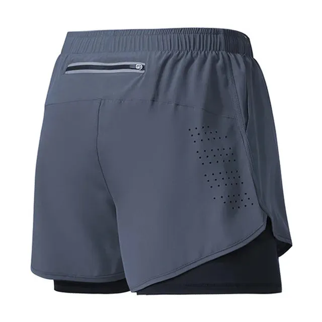 Men's Running Black Double Layer Shorts