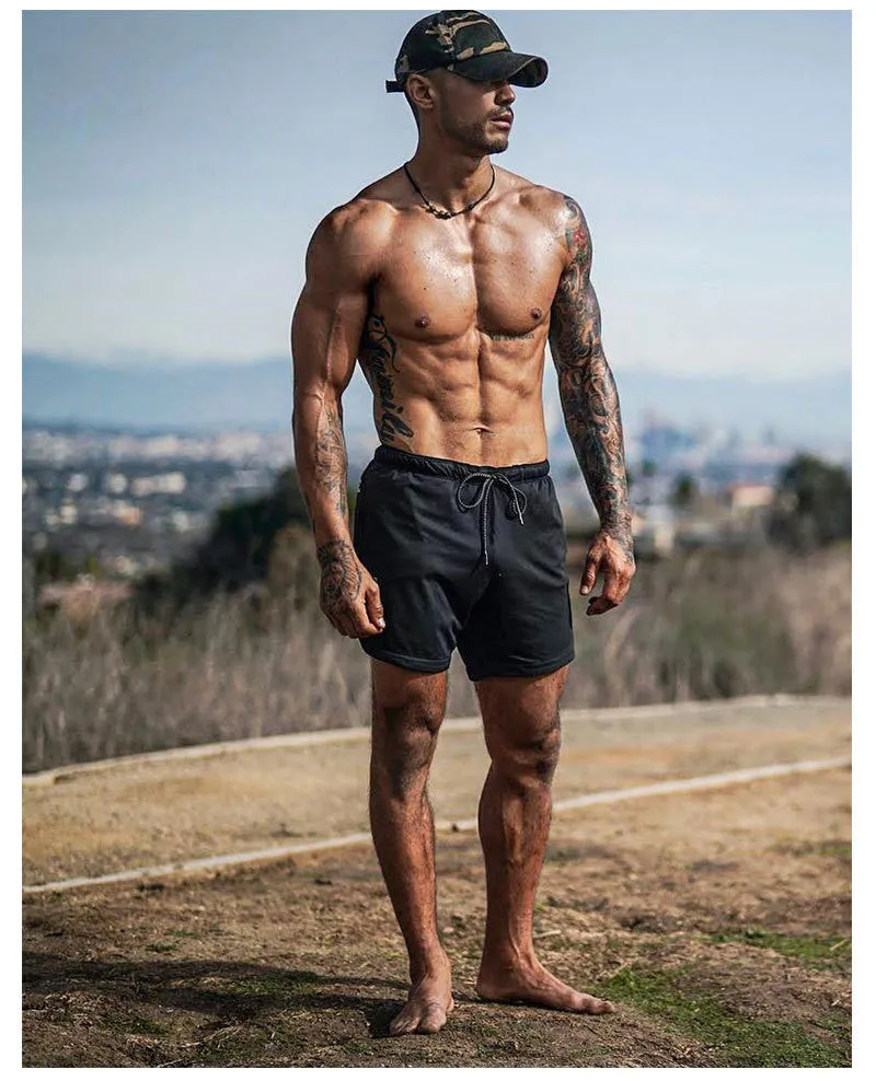 Men's Running Shorts Mens 2 in 1 Sports Shorts Male double-deck Quick Drying Sports Shorts Jogging Gym Shorts