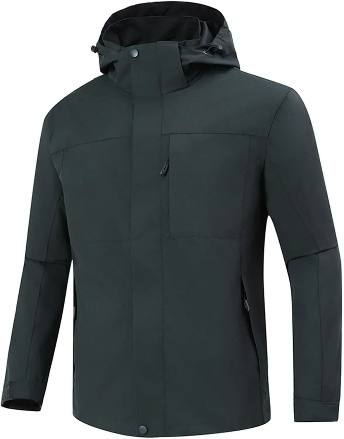 Men's Softshell Military Jacket With Hood, Windproof and Water Repellent Outdoor Lightweight Fall Winter Coat Outwear