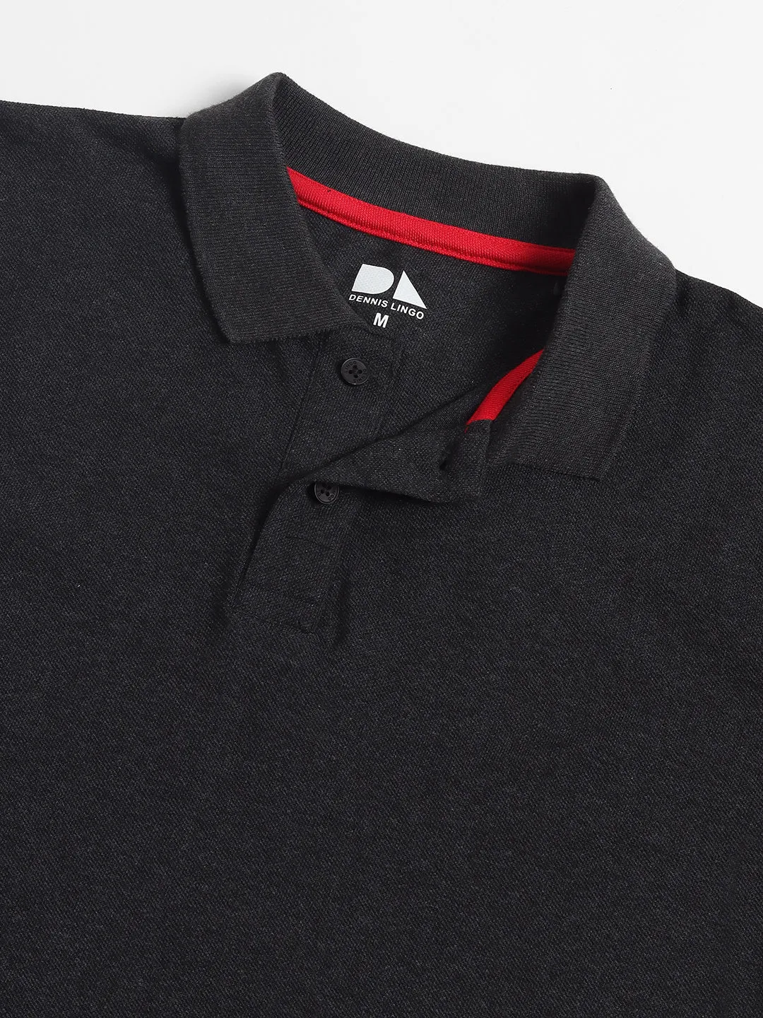 Men's Solid Grey Polo Collar T-shirt