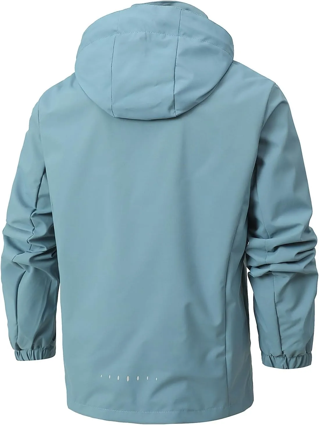 Men's Solid Waterproof Drawstring Windproof Trendy Zipper With Pocket Hooded Jacket 2024 Long Sleeve Shell Jacket