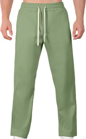Mens Spring and Fall Warm Pants Fashion Solid Color Drawstring Straight Leg Trousers High Waisted Versatile Outdoor Pants