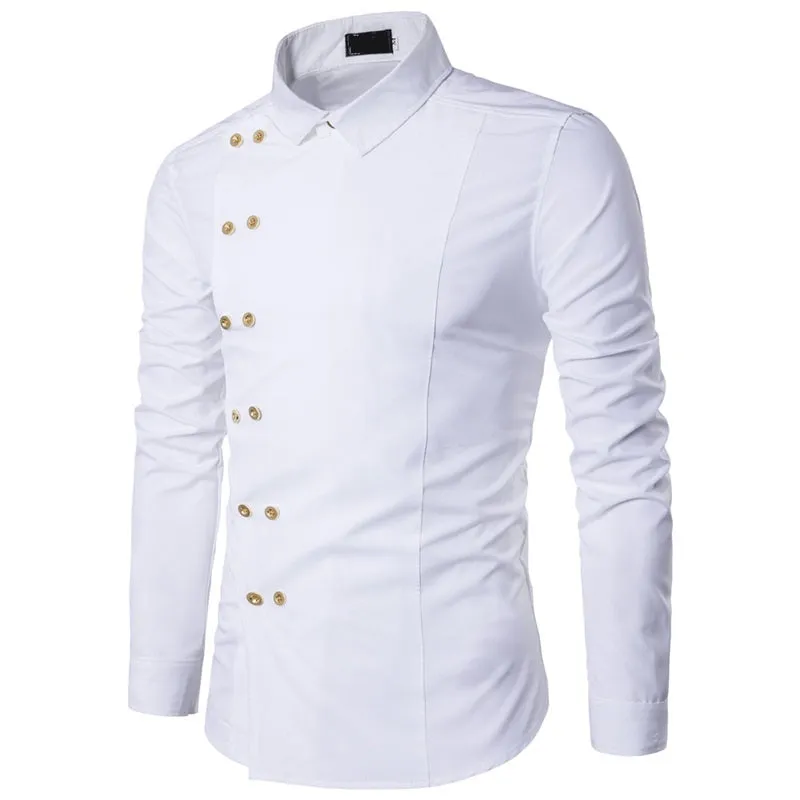 Men's Spring Double Breasted Long Sleeved Shirt