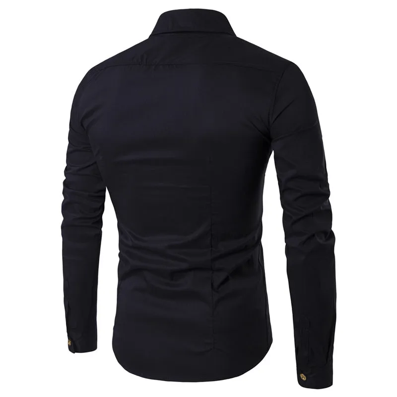 Men's Spring Double Breasted Long Sleeved Shirt
