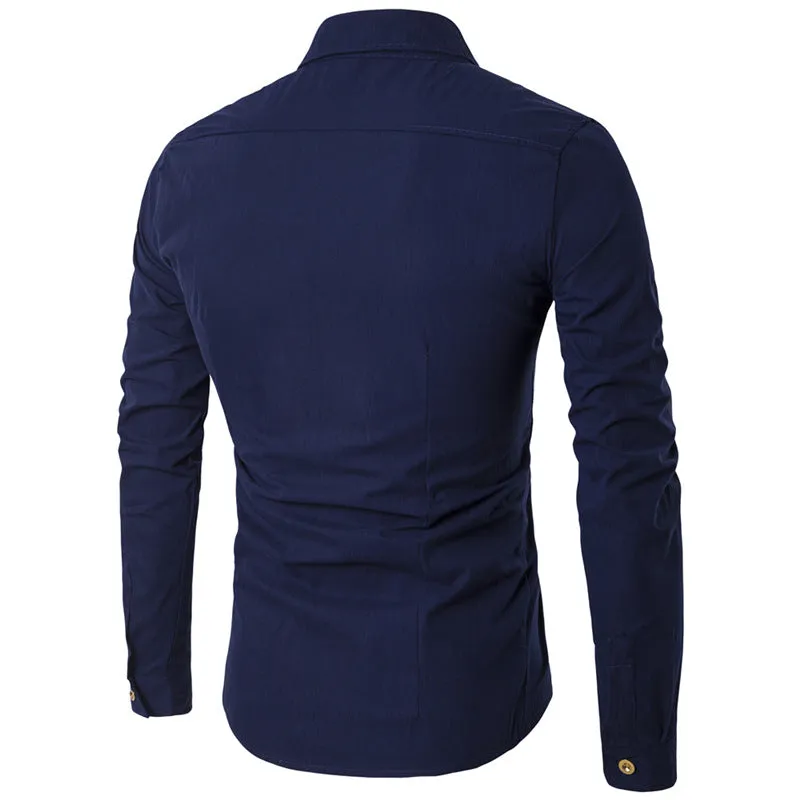 Men's Spring Double Breasted Long Sleeved Shirt