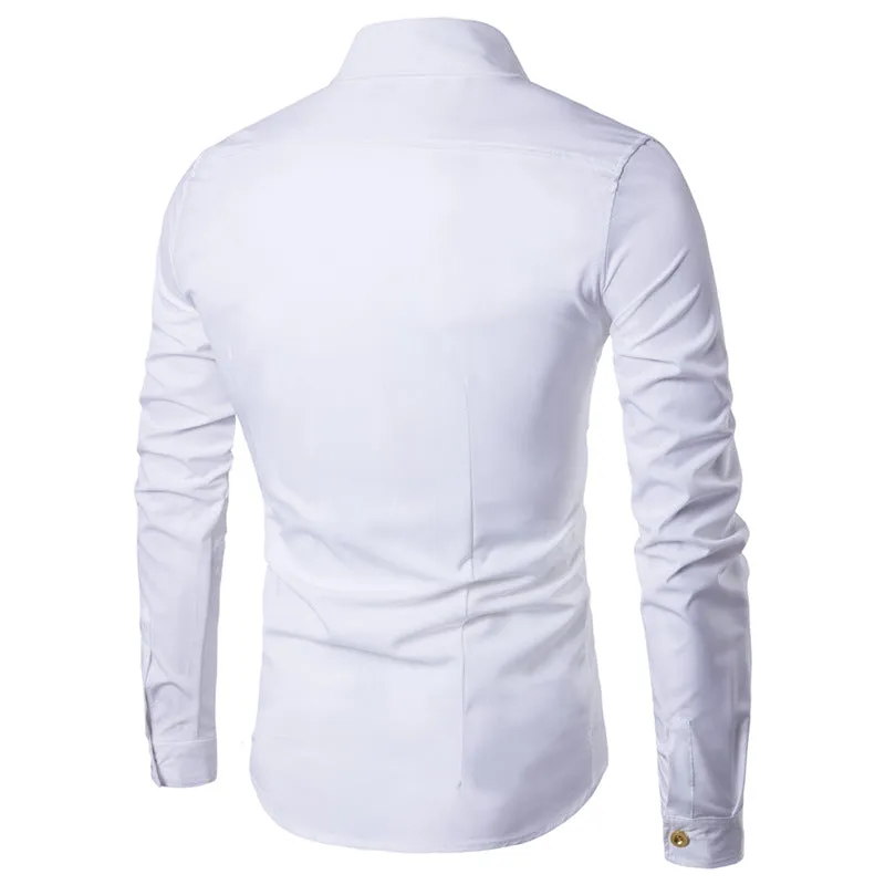 Men's Spring Double Breasted Long Sleeved Shirt