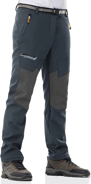 Men's Stretch Waterproof Work Hiking Pants(with Belt),Reinforced Knee,4 Zip Pockets,Outdoor Pants