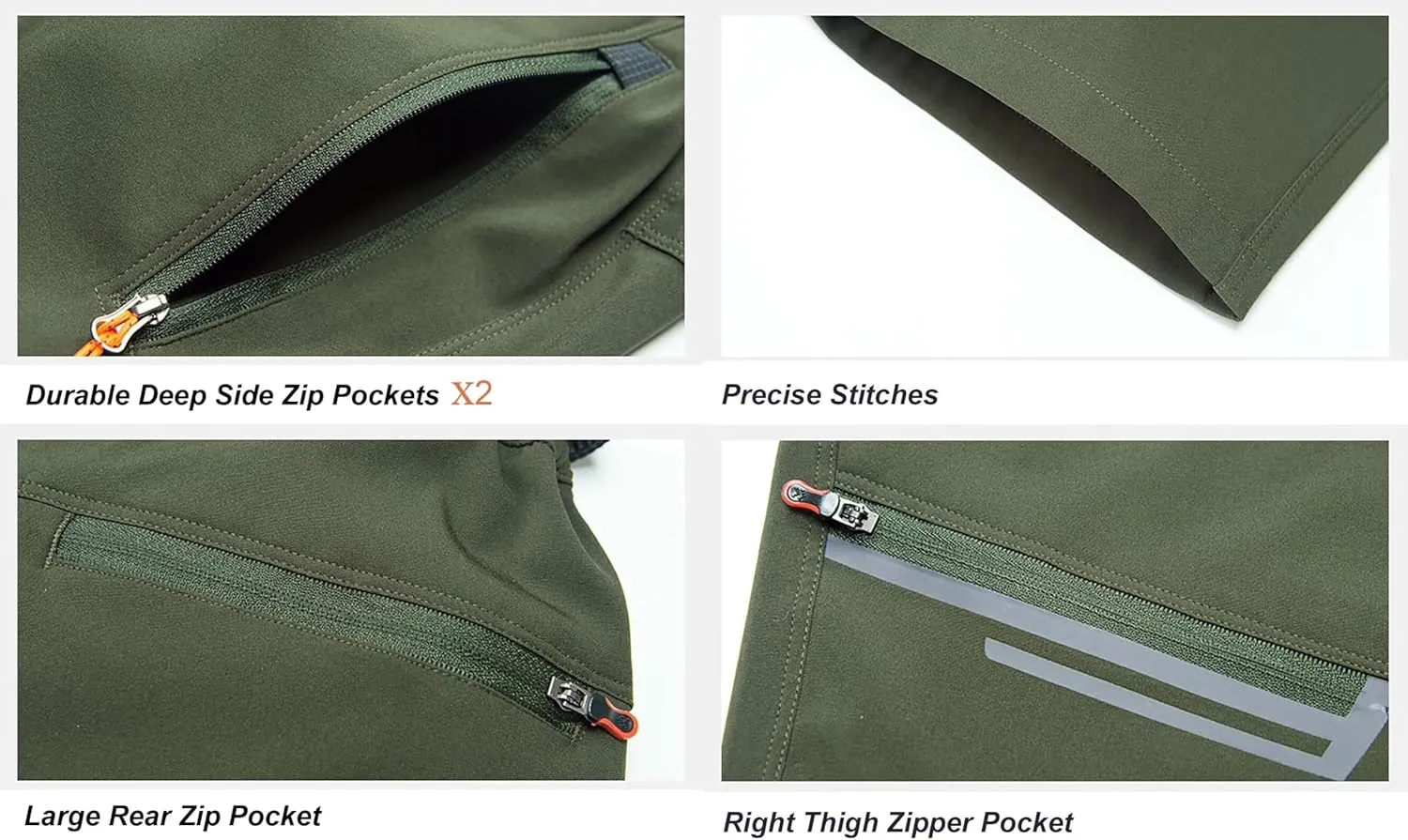 Men's Stretch Waterproof Work Hiking Pants(with Belt),Reinforced Knee,4 Zip Pockets,Outdoor Pants