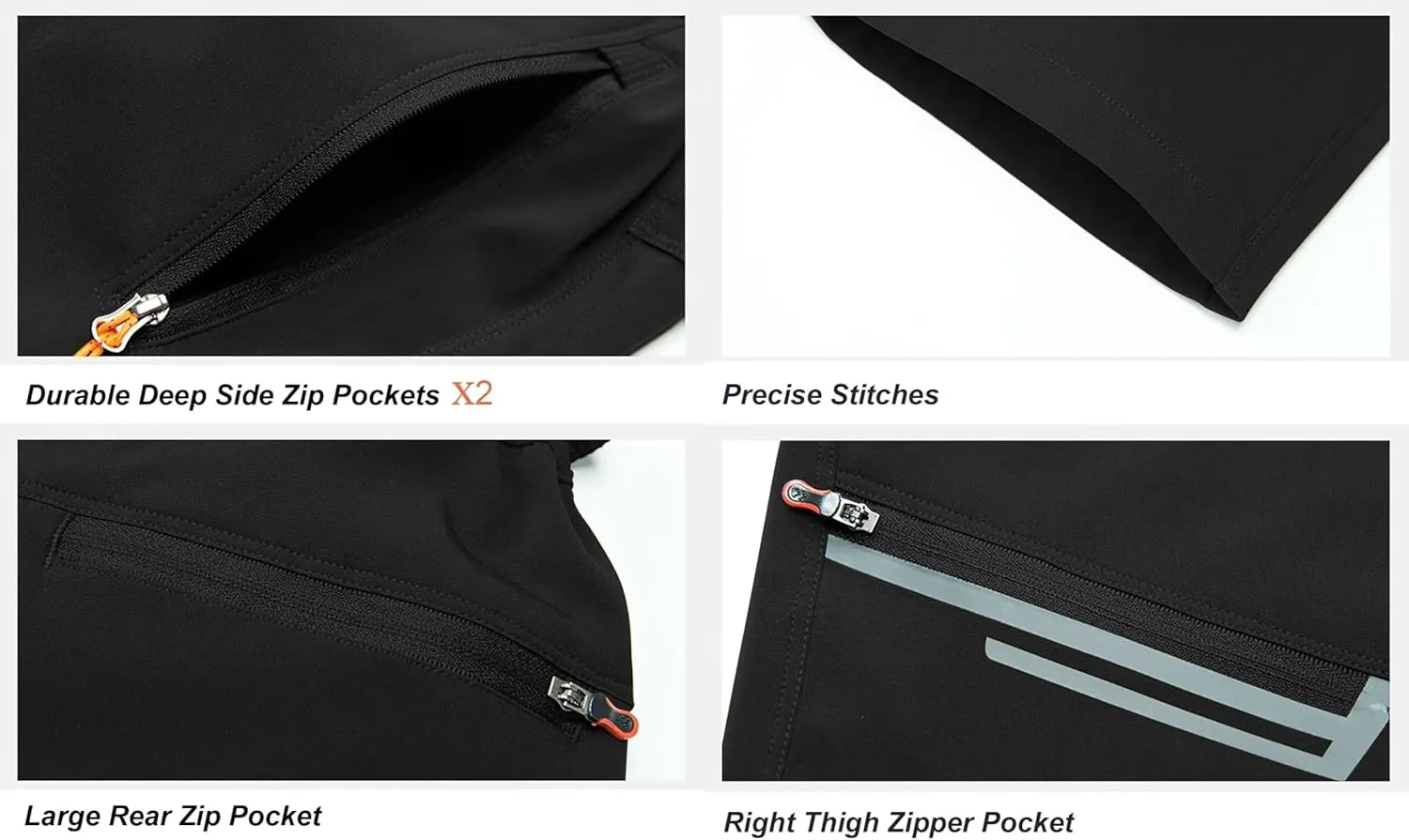 Men's Stretch Waterproof Work Hiking Pants(with Belt),Reinforced Knee,4 Zip Pockets,Outdoor Pants