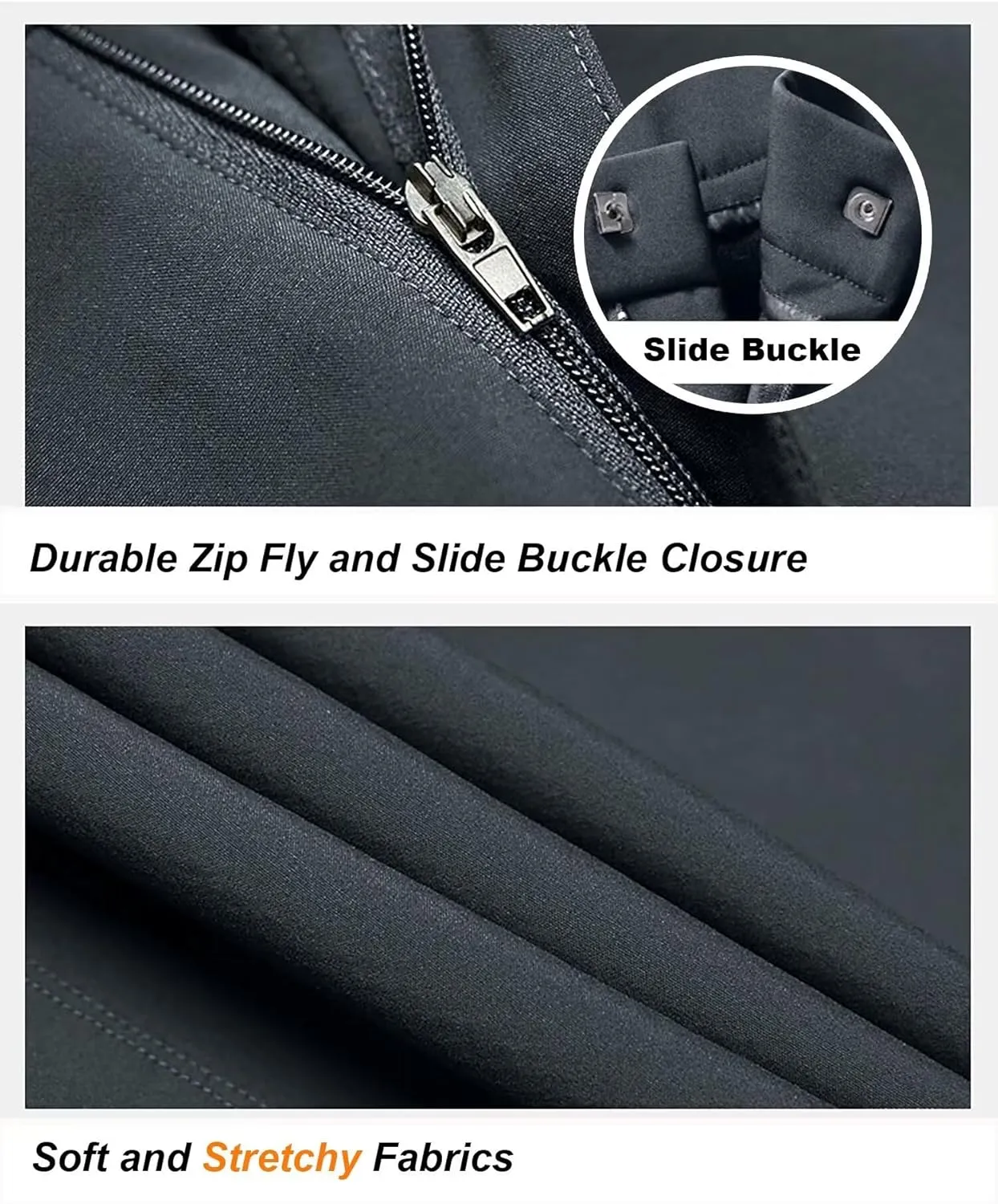 Men's Stretch Waterproof Work Hiking Pants(with Belt),Reinforced Knee,4 Zip Pockets,Outdoor Pants