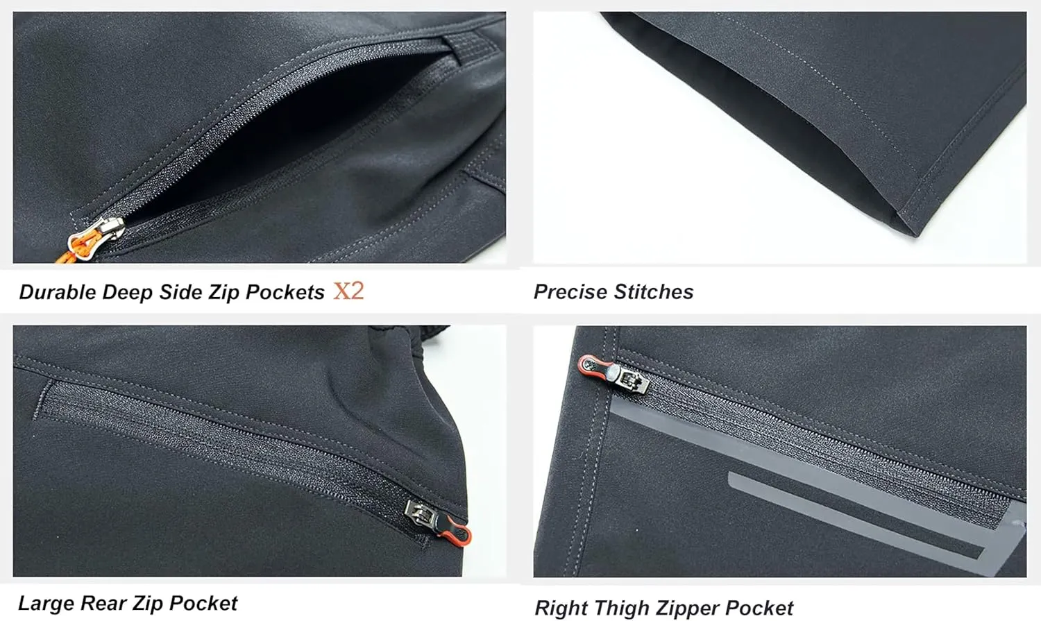 Men's Stretch Waterproof Work Hiking Pants(with Belt),Reinforced Knee,4 Zip Pockets,Outdoor Pants