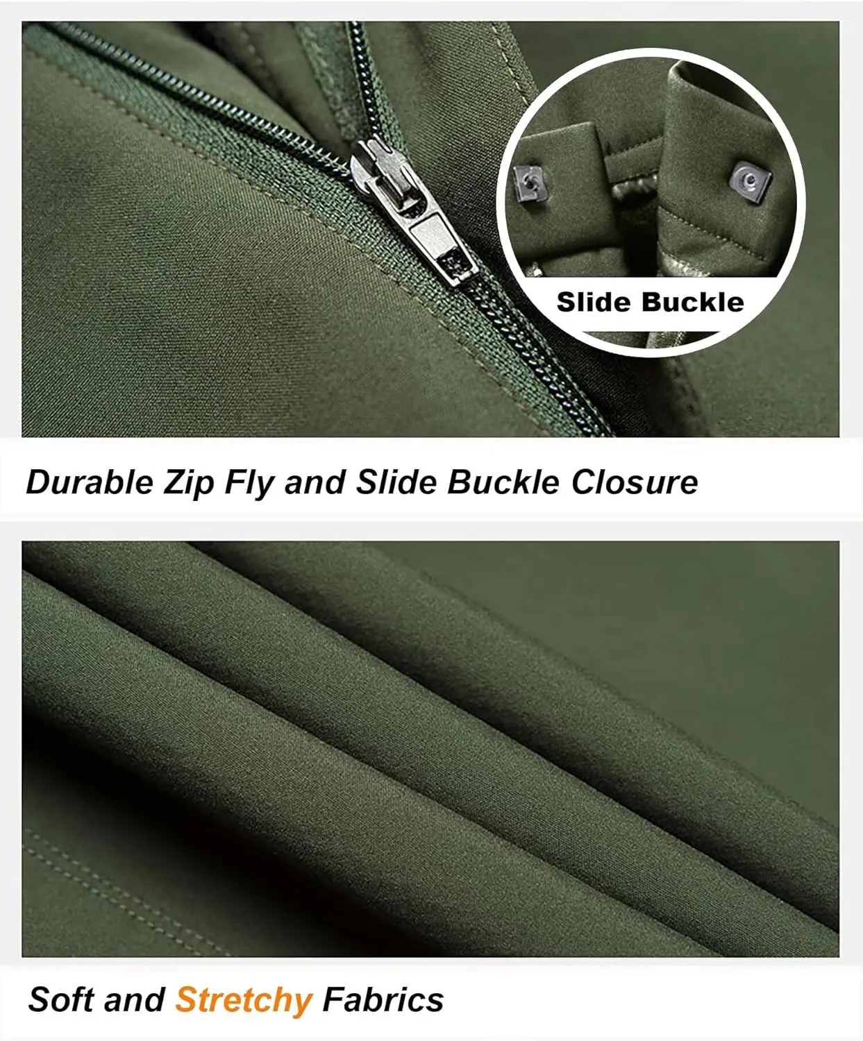 Men's Stretch Waterproof Work Hiking Pants(with Belt),Reinforced Knee,4 Zip Pockets,Outdoor Pants