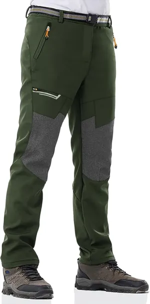 Men's Stretch Waterproof Work Hiking Pants(with Belt),Reinforced Knee,4 Zip Pockets,Outdoor Pants