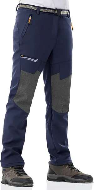 Men's Stretch Waterproof Work Hiking Pants(with Belt),Reinforced Knee,4 Zip Pockets,Outdoor Pants