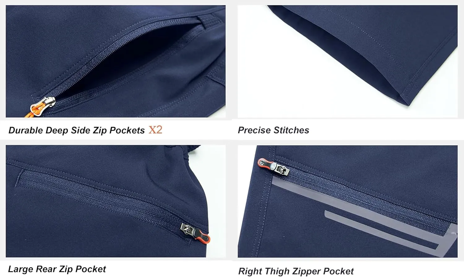 Men's Stretch Waterproof Work Hiking Pants(with Belt),Reinforced Knee,4 Zip Pockets,Outdoor Pants