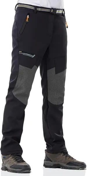 Men's Stretch Waterproof Work Hiking Pants(with Belt),Reinforced Knee,4 Zip Pockets,Outdoor Pants
