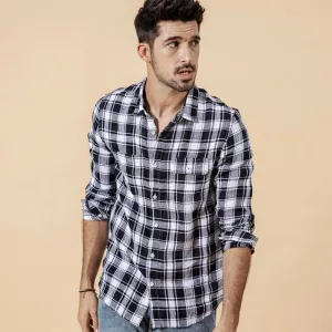 Men's Summer Casual Long Sleeved Plaid Shirt