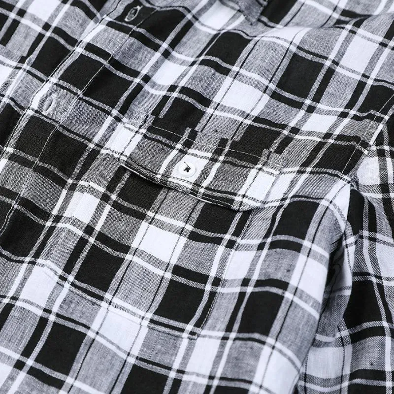 Men's Summer Casual Long Sleeved Plaid Shirt