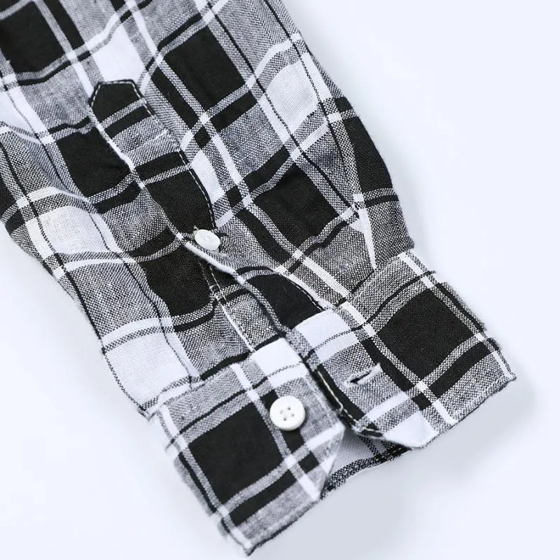 Men's Summer Casual Long Sleeved Plaid Shirt