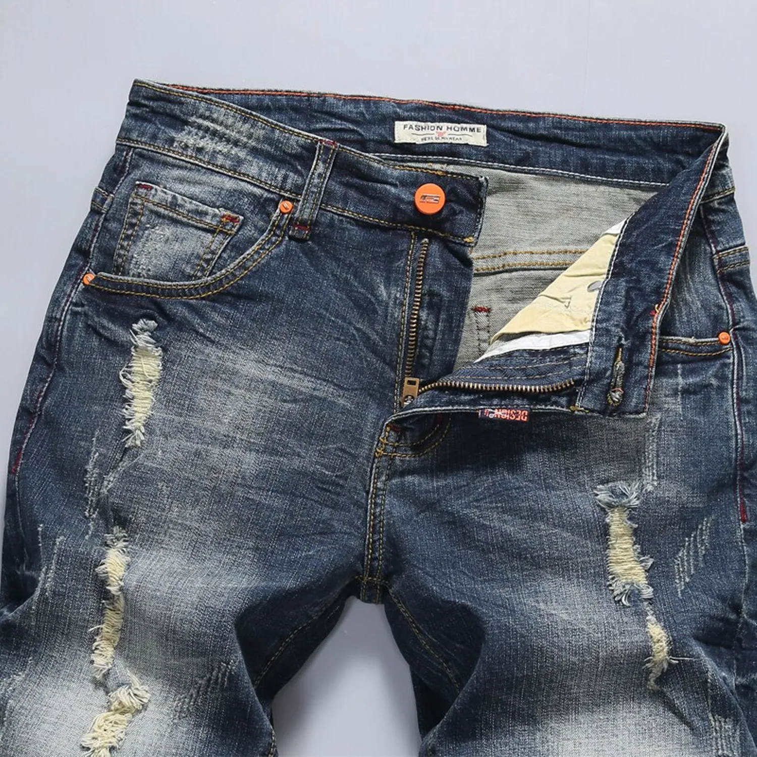 Men's Summer Casual Ripped Elastic Denim Shorts | Plus Size