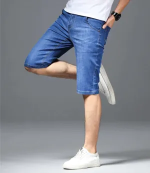 Men's Summer Denim Elastic Slim Shorts | Plus Size