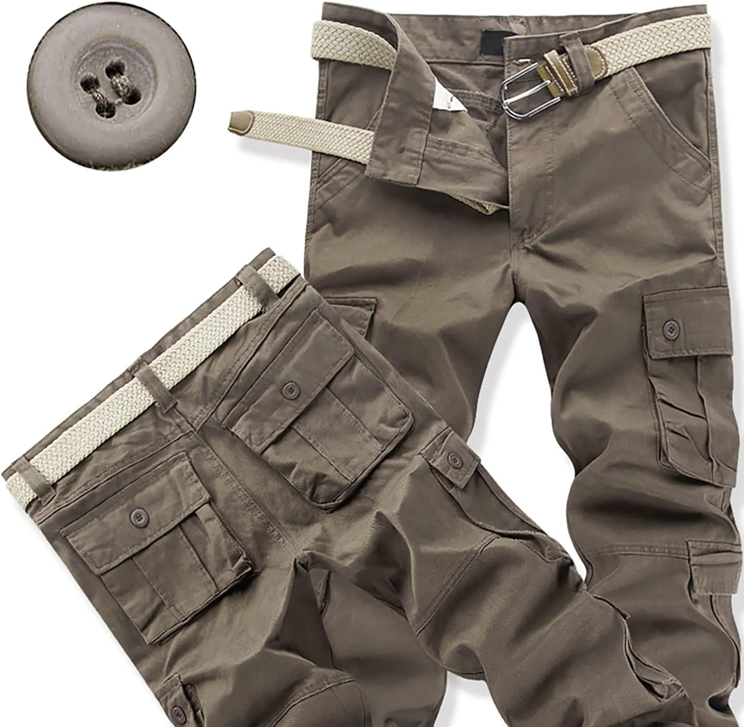 Mens Tactiacl Hiking Work Pants Straight Leg Lightweight Athletic Fit Cargo Trousers Outdoor Pants with Multi Pockets