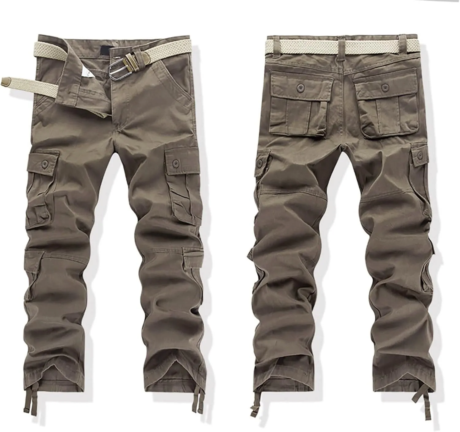 Mens Tactiacl Hiking Work Pants Straight Leg Lightweight Athletic Fit Cargo Trousers Outdoor Pants with Multi Pockets
