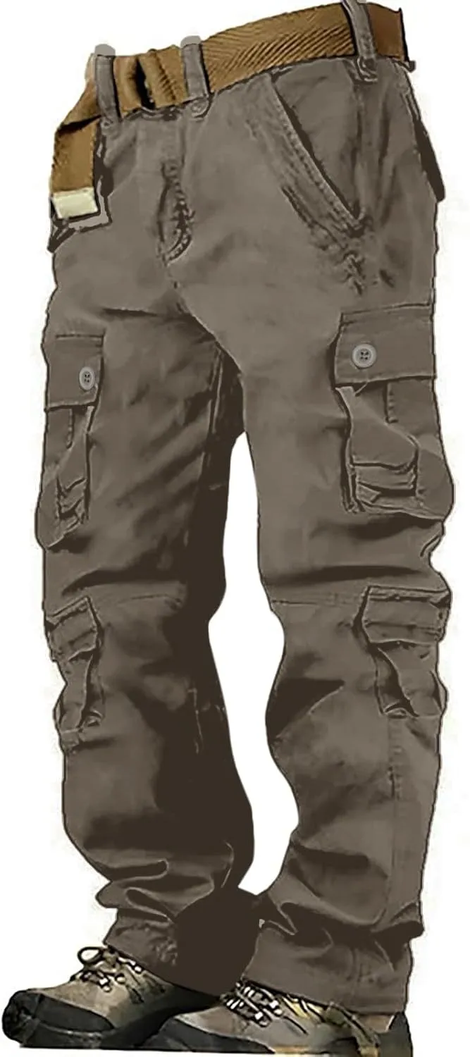 Mens Tactiacl Hiking Work Pants Straight Leg Lightweight Athletic Fit Cargo Trousers Outdoor Pants with Multi Pockets