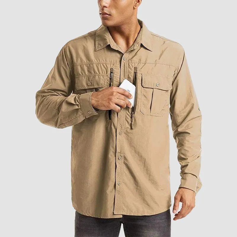 Men's Tactical Shirts Quick Dry UV Protection Breathable Long Sleeve Hiking Fishing  Shirts