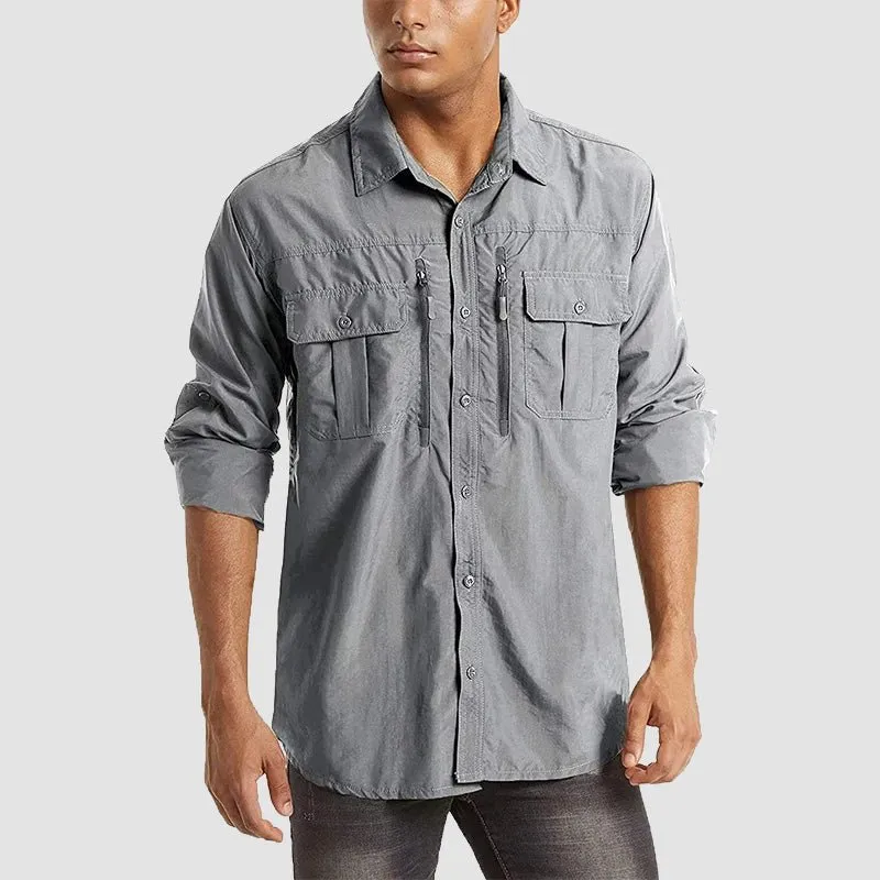 Men's Tactical Shirts Quick Dry UV Protection Breathable Long Sleeve Hiking Fishing  Shirts