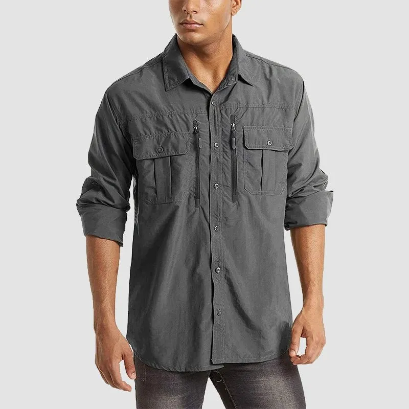 Men's Tactical Shirts Quick Dry UV Protection Breathable Long Sleeve Hiking Fishing  Shirts