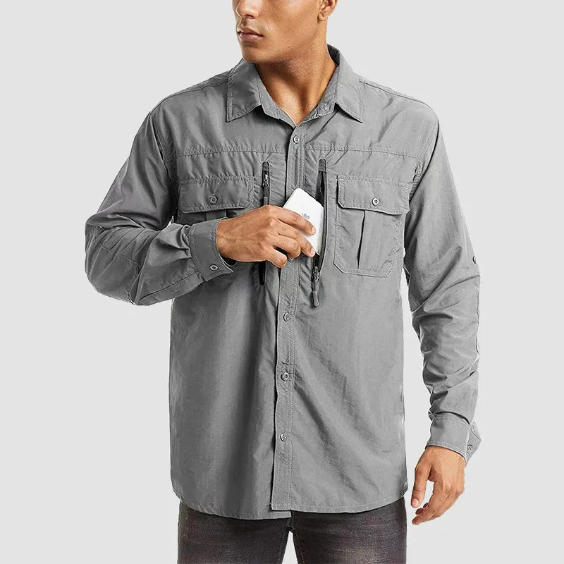 Men's Tactical Shirts Quick Dry UV Protection Breathable Long Sleeve Hiking Fishing  Shirts