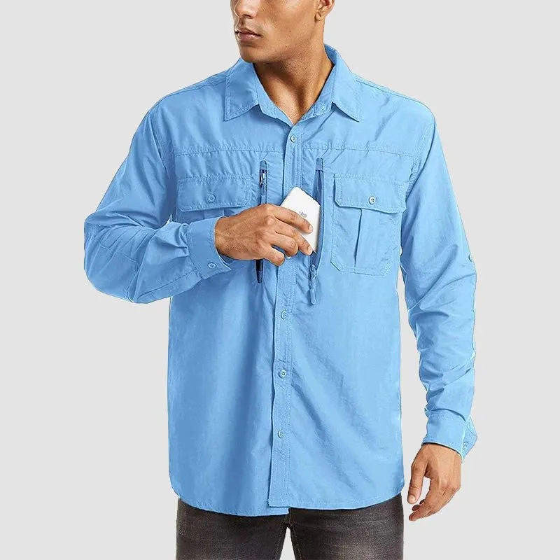 Men's Tactical Shirts Quick Dry UV Protection Breathable Long Sleeve Hiking Fishing  Shirts