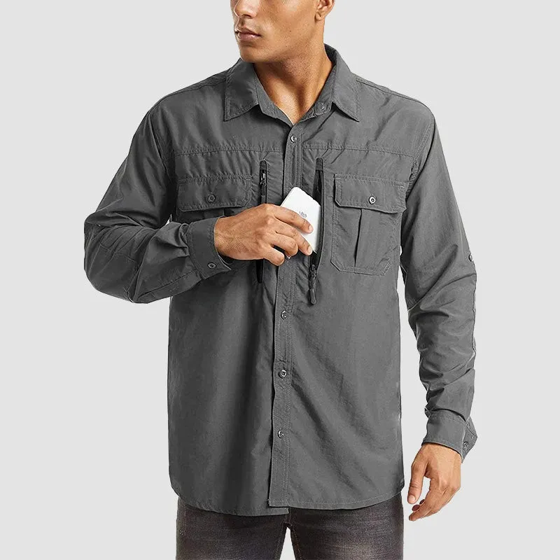 Men's Tactical Shirts Quick Dry UV Protection Breathable Long Sleeve Hiking Fishing  Shirts