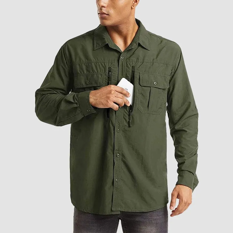 Men's Tactical Shirts Quick Dry UV Protection Breathable Long Sleeve Hiking Fishing  Shirts