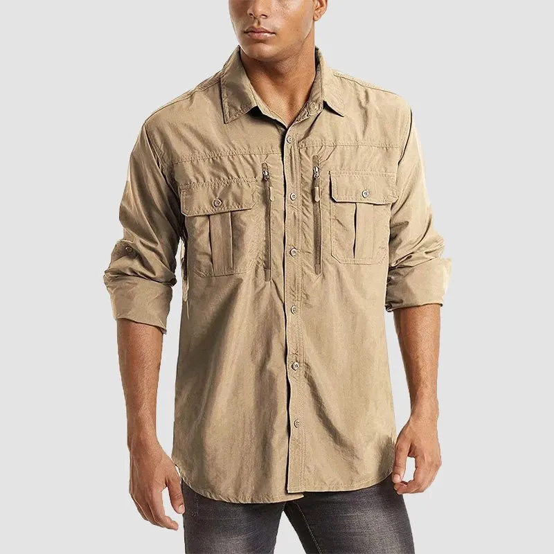 Men's Tactical Shirts Quick Dry UV Protection Breathable Long Sleeve Hiking Fishing  Shirts