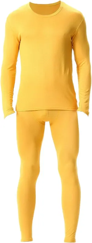 Men's Thermal Underwear Base Layer Set for Men - Orange, Sleeveless, High Neck, Cotton/Polyester, Slim Fit