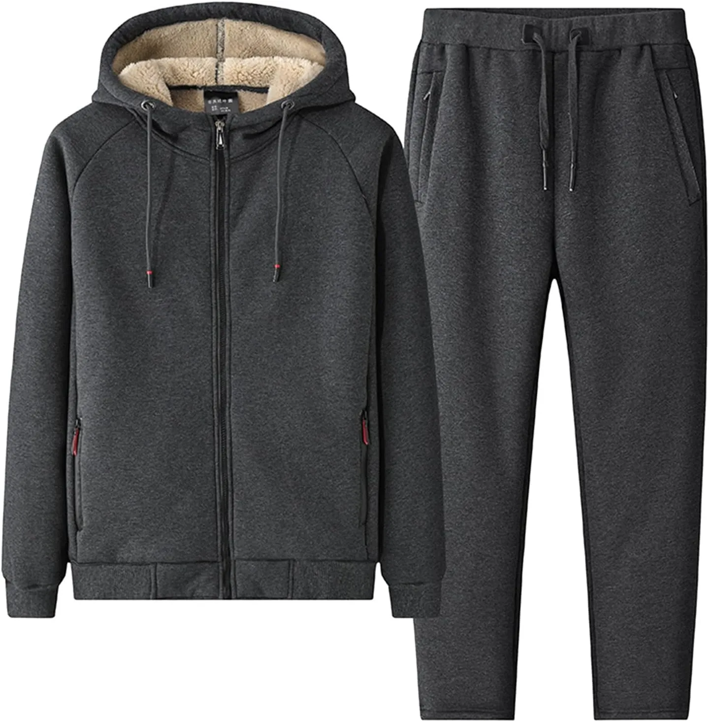 Mens Thermal Underwear Set Contrast Hooded Sweater Casual Sports Suit Thermal Underwear Henley Top Men's Thermal