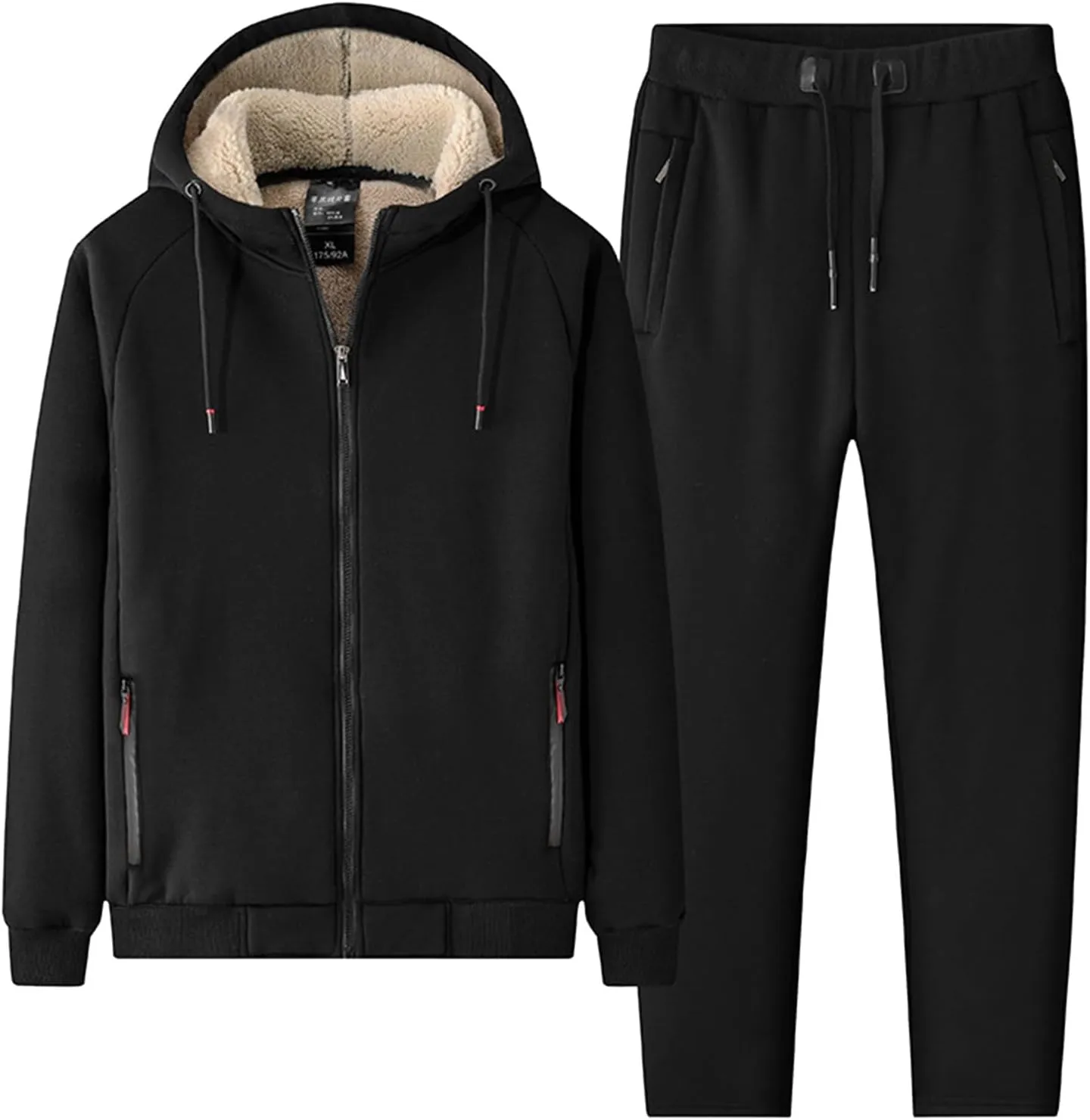 Mens Thermal Underwear Set Contrast Hooded Sweater Casual Sports Suit Thermal Underwear Henley Top Men's Thermal