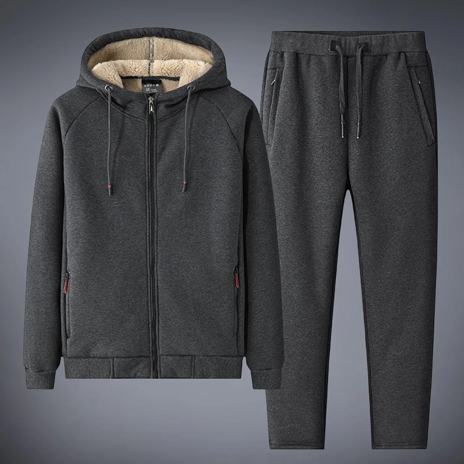 Mens Thermal Underwear Set Contrast Hooded Sweater Casual Sports Suit Thermal Underwear Henley Top Men's Thermal