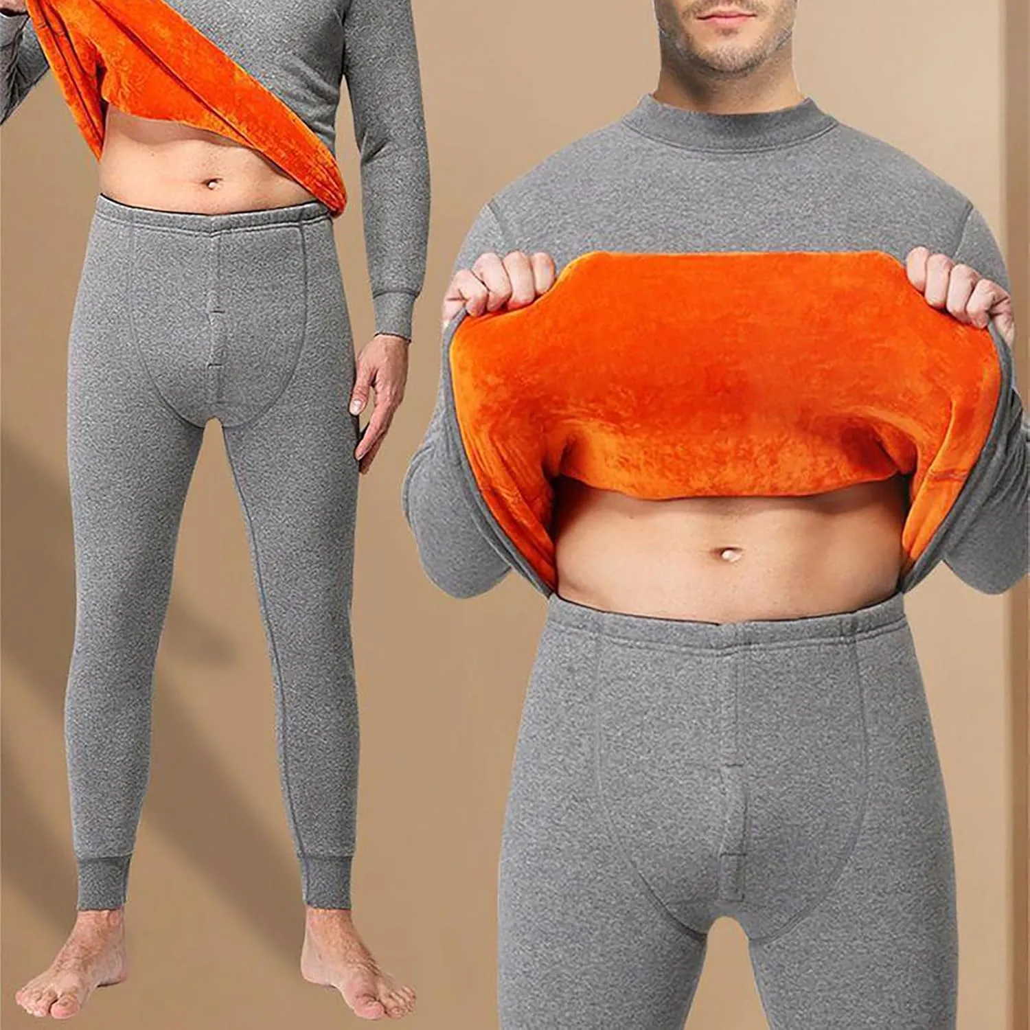 Men's Thermal Underwear Set Men's Thermal Underwear Set Lined Long Thermal Underwear Winter Warm Base Layer Top