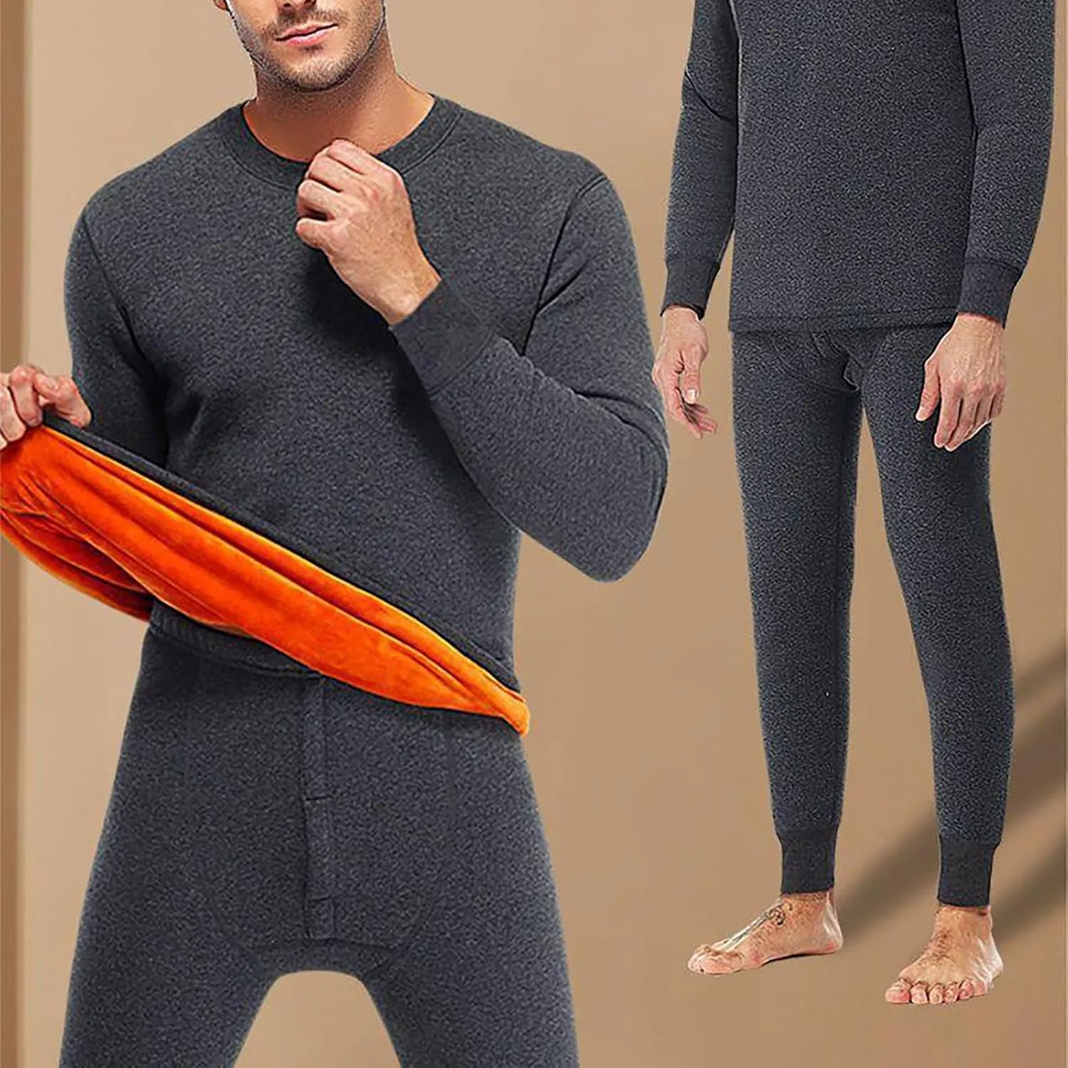 Men's Thermal Underwear Set Men's Thermal Underwear Set Lined Long Thermal Underwear Winter Warm Base Layer Top