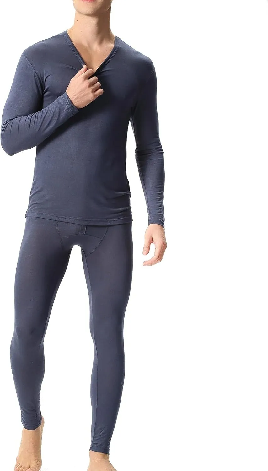 Men's Thermal Underwear Set Men's Thermal Underwear Set Lined Long Thermal Underwear Winter Warm Base Layer Top