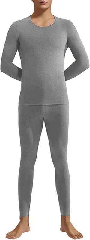 Mens Thermals Top And Bottom Set Base Layer Solid Color Thick Thermal Underwear Set Thermal Underwear Set/Base Layer